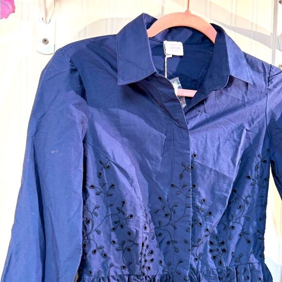 NWT Loretta Caponi Ileana eyelet cutout shirt sz XS - Picture 2 of 10